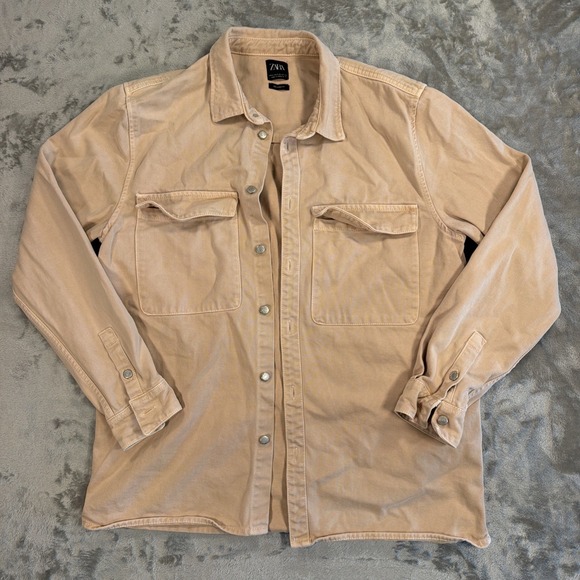 Zara Other - Zara Oversized Denim Over Shirt Tan/Biege Size Medium